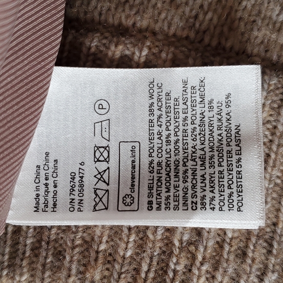 H&M wool blend Long biker jacket, Size 2 - Picture 8 of 16